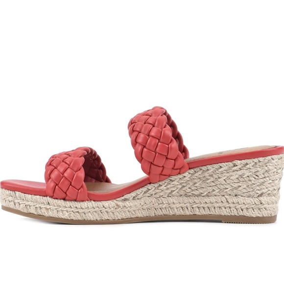 White Mountain Red Braided Wedge Sandals - Picture 3 of 9